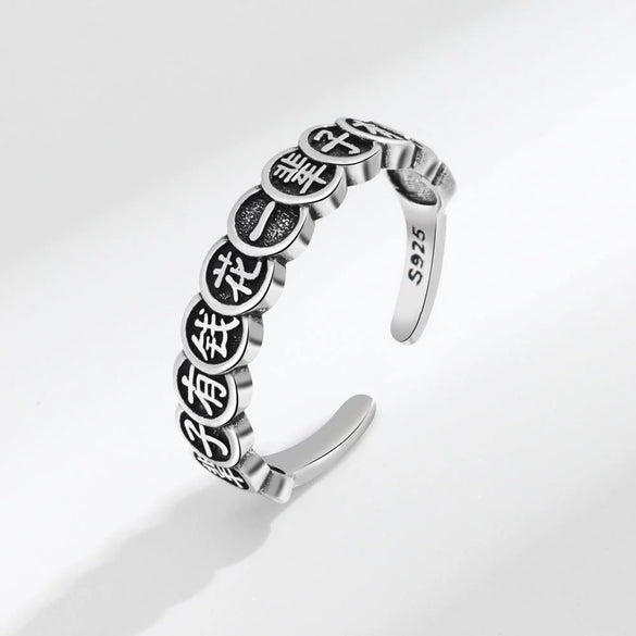 S925 Sterling Silver Retro Flower Adjustable Ring For Women With Electroplated Finish Romantic Statement Jewelry