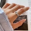 S925 Sterling Silver Retro Twisted Rope Braided Freshwater Pearl Open Ring With Polishing