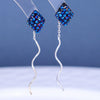 S925 Sterling Silver Rhombus Wave Tassel Earrings For Women Elegant Fashion Niche Design