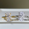 S925 Sterling Silver Ring For Women Geometric Style Ice Flower Cut Pigeon Egg Diamond 18K Gold Plated