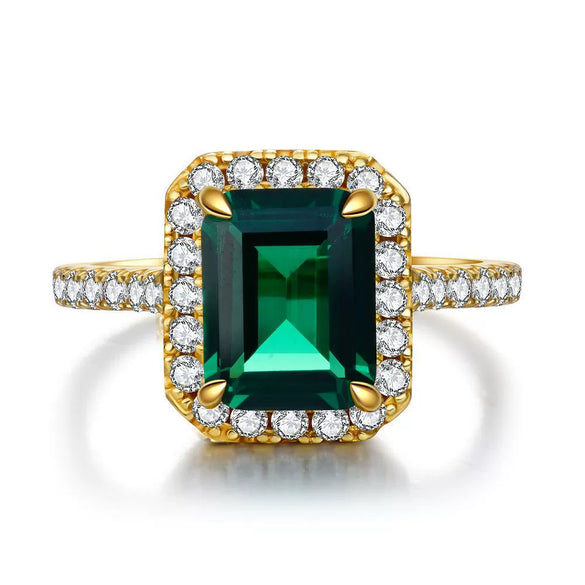 S925 Sterling Silver Ring With Emerald Cut High Carbon Diamond And Electroplating