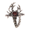 S925 Sterling Silver Ring With Natural Garnet Citrine Retro Personality Exaggerated Opal Scorpion Animals Zodiac Set With Precious Stones Antique Style