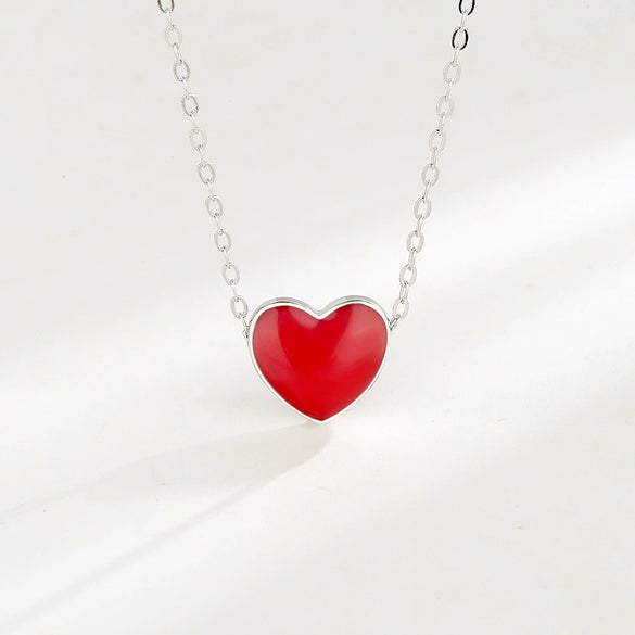 S925 Sterling Silver Rose Gold Thermochromic Heart Pendant Necklace Simple Fashion Geometric Clavicle Chain For Women