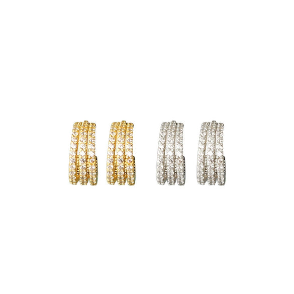 S925 Sterling Silver Rose Gold Tone Pavé Diamond Earrings For Women Minimalist Elegant Stud Earrings