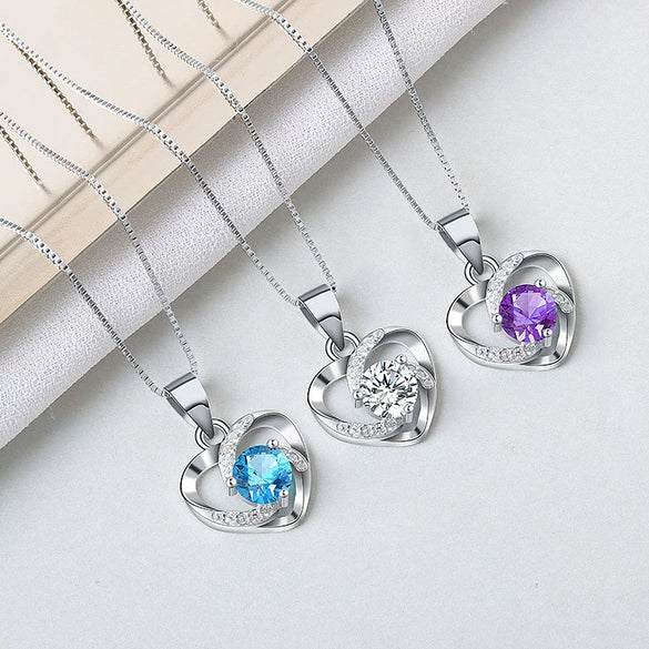 S925 Sterling Silver Rotating Heart Necklace For Women Electroplated Love Pendant Fashion Jewelry