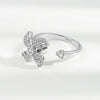 S925 Sterling Silver Rotating Windmill Open Ring For Women Elegant Adjustable Spinner Statement Jewelry