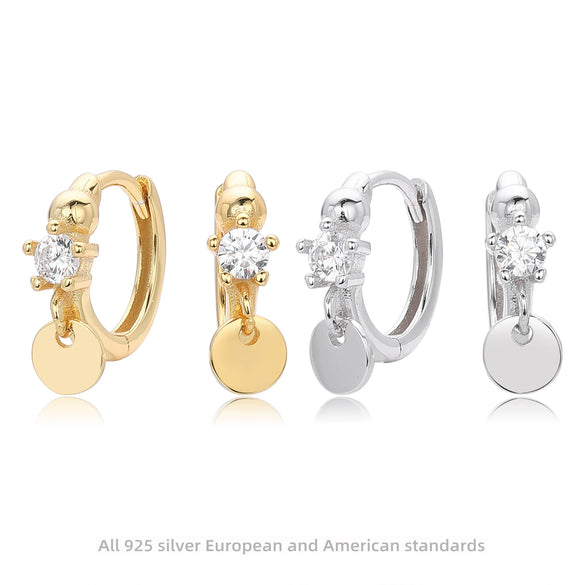 S925 Sterling Silver Round Electroplated Fashion Geometric Earrings