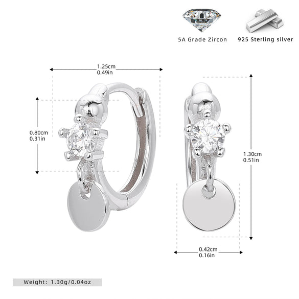 S925 Sterling Silver Round Electroplated Fashion Geometric Earrings
