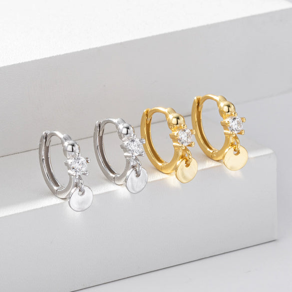 S925 Sterling Silver Round Electroplated Fashion Geometric Earrings
