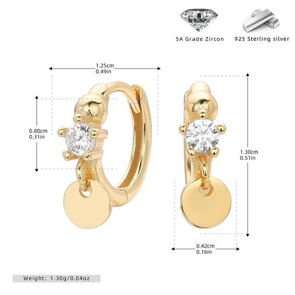S925 Sterling Silver Round Electroplated Fashion Geometric Earrings
