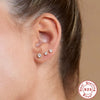 S925 Sterling Silver Round Geometric Flat Head Internal Thread Piercing Cartilage Ear Studs Electroplated