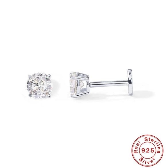 S925 Sterling Silver Round Geometric Flat Head Internal Thread Piercing Cartilage Ear Studs Electroplated