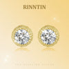 S925 Sterling Silver Round Geometric Zircon Earrings Simple Electroplated Stud Earrings For Women