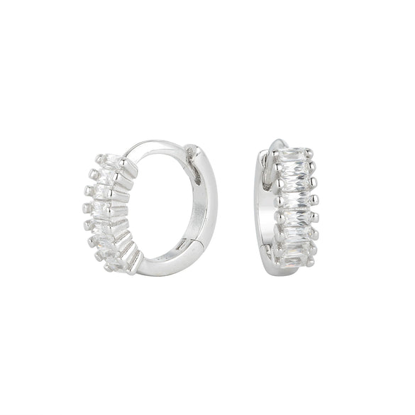 S925 Sterling Silver Round Geometry Light Luxury Zircon Earrings Electroplated