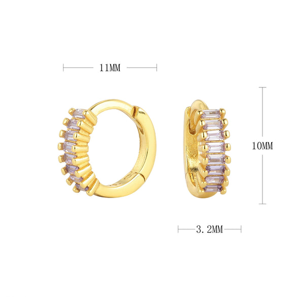 S925 Sterling Silver Round Geometry Light Luxury Zircon Earrings Electroplated