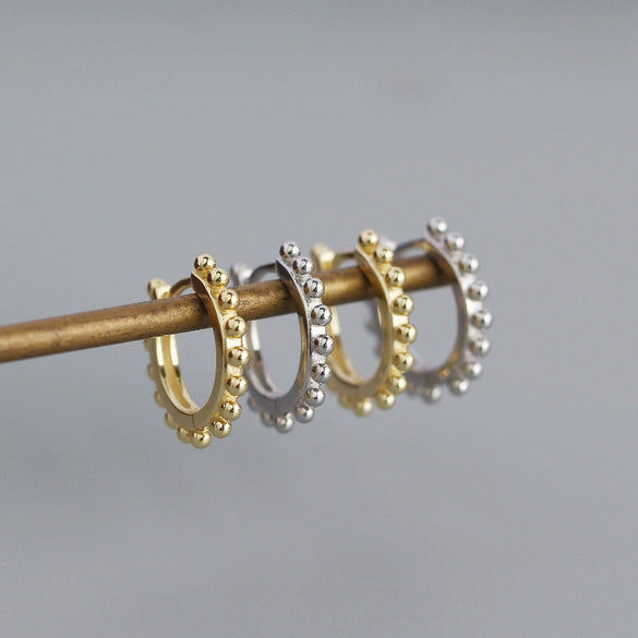 S925 Sterling Silver Round Hoop Earrings With Geometric Minimalist Style And Electroplating