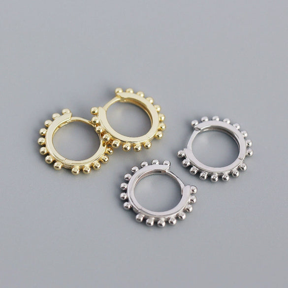 S925 Sterling Silver Round Hoop Earrings With Geometric Minimalist Style And Electroplating