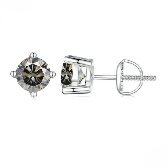 S925 Sterling Silver Round Moissanite Diamond Design Classic Women's Earrings