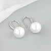 S925 Sterling Silver Round Pearl Geometric Earrings For Women With Electroplated Finish Fine Ear Jewelry