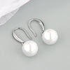 S925 Sterling Silver Round Pearl Geometric Earrings For Women With Electroplated Finish Fine Ear Jewelry