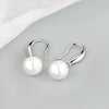 S925 Sterling Silver Round Pearl Geometric Earrings For Women With Electroplated Finish Fine Ear Jewelry