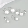 S925 Sterling Silver Round Pearl Geometric Earrings For Women With Electroplated Finish Fine Ear Jewelry