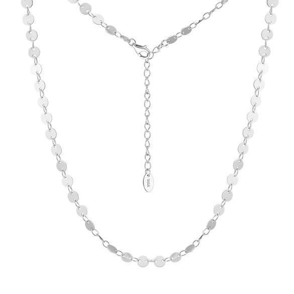 S925 Sterling Silver Round Sequins Clavicle Chain Necklace Electroplated Sexy Niche Simple Adjustable