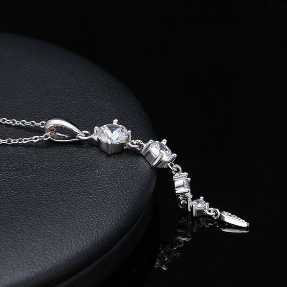 S925 Sterling Silver Round Stone Pendant Necklace Original Design Electroplated Clavicle Chain Jewelry
