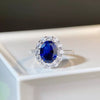 S925 Sterling Silver Sapphire Ring Female Pigeon Egg Geometric Light Luxury Electroplated