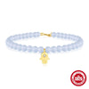 S925 Sterling Silver Sea Blue Chalcedony Handmade Beaded Star Shape Electroplated Women's Bracelet