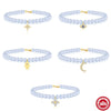 S925 Sterling Silver Sea Blue Chalcedony Handmade Beaded Star Shape Electroplated Women's Bracelet