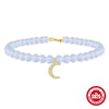 S925 Sterling Silver Sea Blue Chalcedony Handmade Beaded Star Shape Electroplated Women's Bracelet