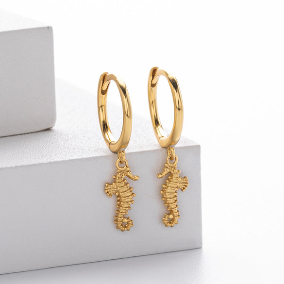 S925 Sterling Silver Seahorse Animal Style Earrings