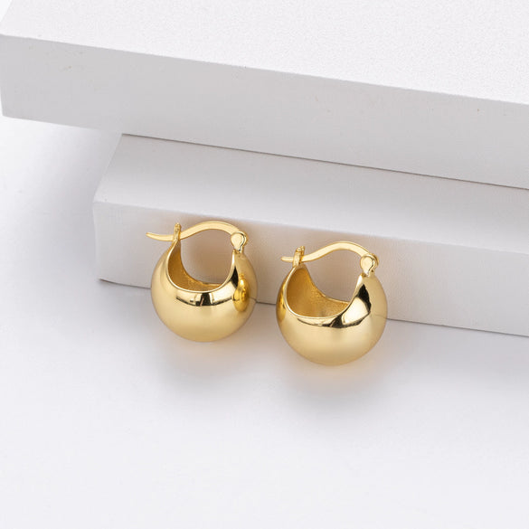 S925 Sterling Silver Semicircular Ball Retro Elegant Women's Earrings With Electroplating