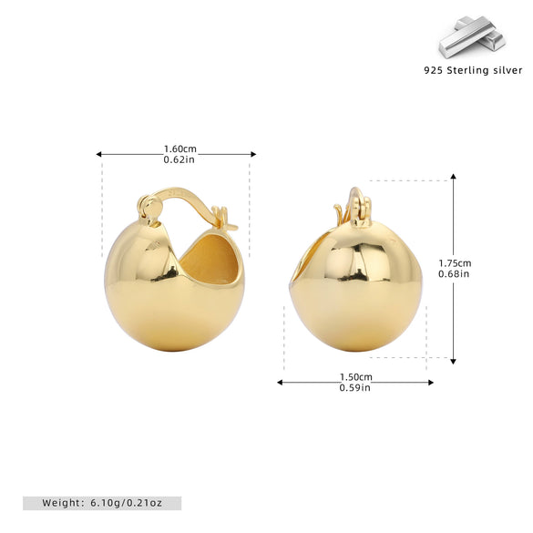 S925 Sterling Silver Semicircular Ball Retro Elegant Women's Earrings With Electroplating