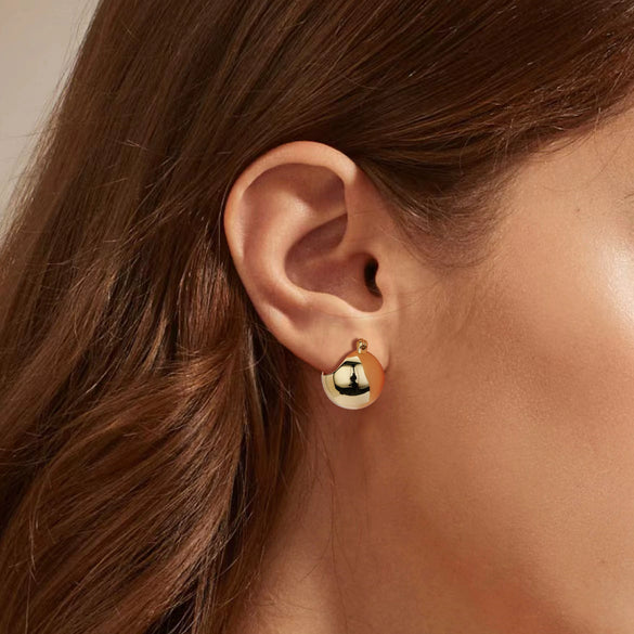 S925 Sterling Silver Semicircular Ball Retro Elegant Women's Earrings With Electroplating