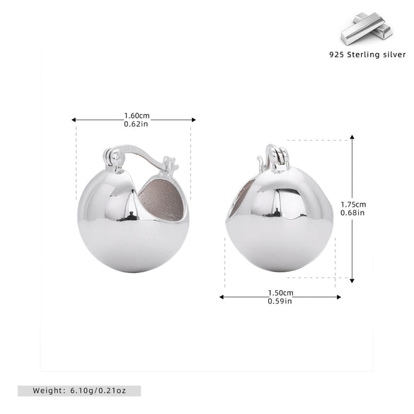 S925 Sterling Silver Semicircular Ball Retro Elegant Women's Earrings With Electroplating