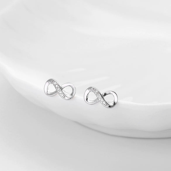 S925 Sterling Silver 8Shaped Inlaid Zircon Simple Style Women's Earrings