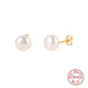 S925 Sterling Silver Simple All Match Pearl Diamond Women's Earrings In Horizontal Curved Smile Shape With Zirconia Design