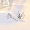 S925 Sterling Silver Simple Elk Animal Earrings With White Stone Inlay Light Luxury Fashion Jewelry For Women