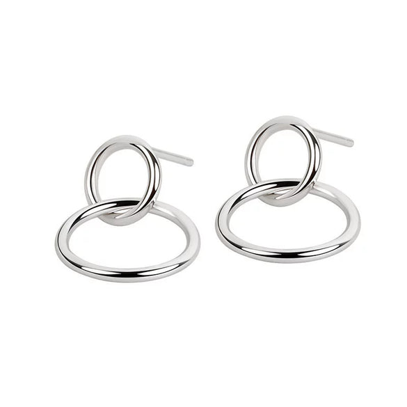 S925 Sterling Silver Simple Geometric Round Earrings For Women Electroplated Minimalist Jewelry