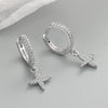 S925 Sterling Silver Simple Inlaid Zircon Cross Earrings Elegant Personality Temperament Earrings For Women