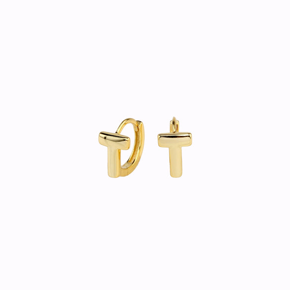 S925 Sterling Silver Simple Letter Tshaped Electroplated Women's Earrings