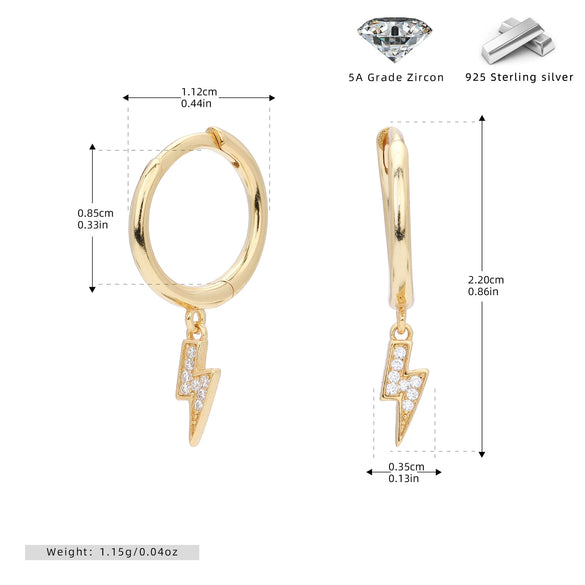 S925 Sterling Silver Simple Natural Lightning Zircon Earrings Unisex