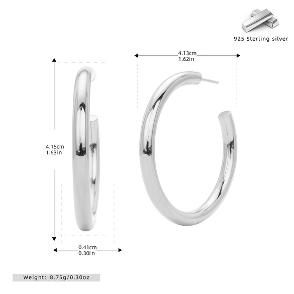S925 Sterling Silver Simple Ushape Electroplated Women's Earrings