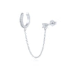 S925 Sterling Silver Single Row Diamond Ear Clip Tassel Single Diamond Ear Nail Chain Geometric Modified Face Ear Buckle
