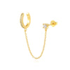 S925 Sterling Silver Single Row Diamond Ear Clip Tassel Single Diamond Ear Nail Chain Geometric Modified Face Ear Buckle