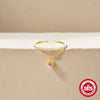 S925 Sterling Silver Single Row Diamondencrusted Chain Tassel Love Open Ring With Real Gold Electroplating For Women