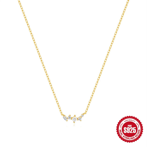 S925 Sterling Silver Single Row Stitching Geometric Ochain Necklace For Office Workers With Electroplating