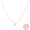 S925 Sterling Silver Single Zircon Geometric Ball Chain Necklace For Women
